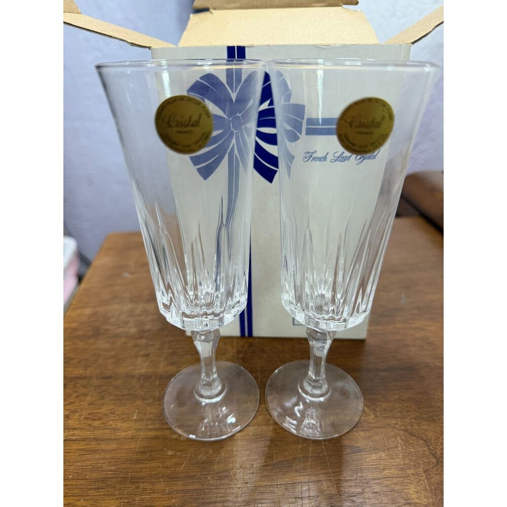 Vintage Salem French Lead Crystal Set Of Two Parfait Glasses